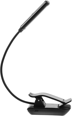 Ciieeo Rechargeable LED Reading Lamp Piano Stand Clip Light for Sheet Music, Multi-Function Bedside Music Score Lamp with Adjustable Brightness, USB Charging, Black in Kuwait