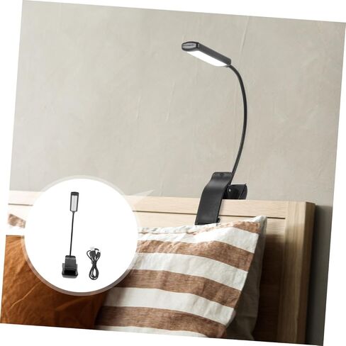 Ciieeo Rechargeable LED Reading Lamp Piano Stand Clip Light for Sheet Music, Multi-Function Bedside Music Score Lamp with Adjustable Brightness, USB Charging, Black in Kuwait