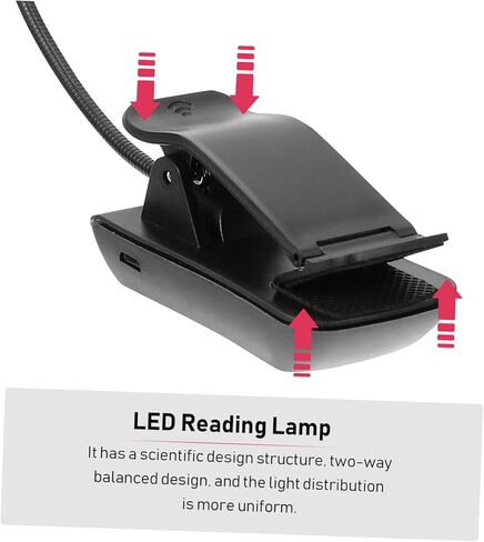 Ciieeo Rechargeable LED Reading Lamp Piano Stand Clip Light for Sheet Music, Multi-Function Bedside Music Score Lamp with Adjustable Brightness, USB Charging, Black in Kuwait