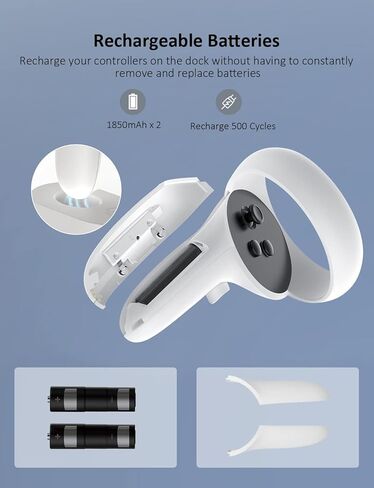 مجموعة NexiGo الأساسية لـ Oculus Quest، قاعدة شحن مطورة مع ضوء LED لـ Oculus Quest 2، [يدعم حزام النخبة]، كابل توصيل بطول 16 قدمًا مع مضخم إشارة، غطاء حماية لعدسة الواقع الافتراضي وسماعات أذن للألعاب in Kuwait