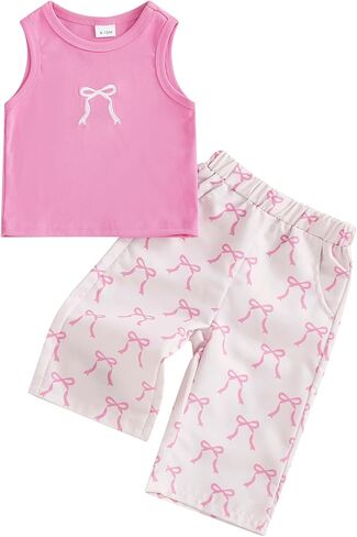 FYBITBO Toddler Baby Girl Clothes Bowknot Short T Shirt Jeans Straight-leg Pants Summer Outfit Spring Girls Clothing in Saudi Arabia