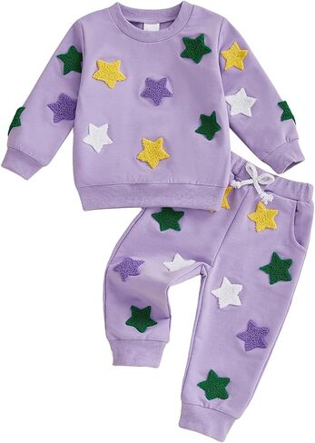 طفل رضيع فتاة الصبي ماردي غرا الزي طويلة الأكمام ستار التطريز البلوز Sweatpants الرضع كرنفال الملابس in Kuwait