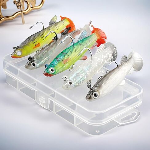 5 PCS Fishing Lures Fishing Gear Sets Soft Plastic Baits Weighted Bionic for Fishing Accessories Durable Swimbait in Saudi Arabia