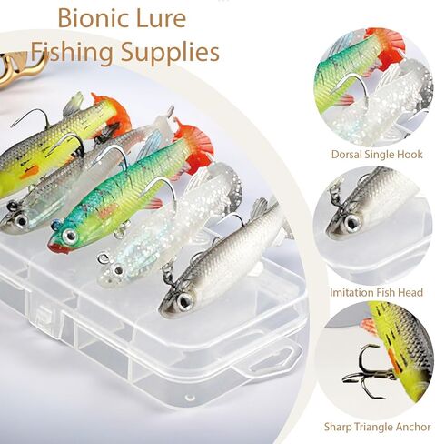 5 PCS Fishing Lures Fishing Gear Sets Soft Plastic Baits Weighted Bionic for Fishing Accessories Durable Swimbait in Saudi Arabia