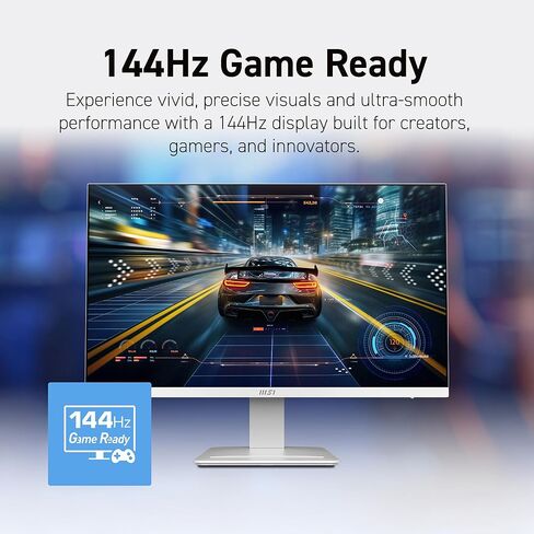 شاشة كمبيوتر msi PRO MP273QW E14 مقاس 27 بوصة IPS 2560 x 1440 (QHD)، 144 هرتز، مزامنة تكيفية، HDMI، منفذ DP، قابل للتركيب على VESA، ارتفاع قابل للتعديل، إمالة، مكبر صوت، 1 مللي ثانية، أبيض in Saudi Arabia