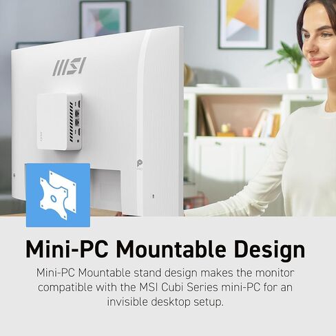 شاشة كمبيوتر msi PRO MP273QW E14 مقاس 27 بوصة IPS 2560 x 1440 (QHD)، 144 هرتز، مزامنة تكيفية، HDMI، منفذ DP، قابل للتركيب على VESA، ارتفاع قابل للتعديل، إمالة، مكبر صوت، 1 مللي ثانية، أبيض in Saudi Arabia