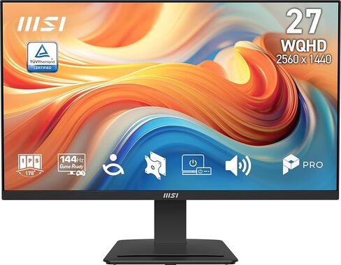 شاشة كمبيوتر msi PRO MP273QW E14 مقاس 27 بوصة IPS 2560 x 1440 (QHD)، 144 هرتز، مزامنة تكيفية، HDMI، منفذ DP، قابل للتركيب على VESA، ارتفاع قابل للتعديل، إمالة، مكبر صوت، 1 مللي ثانية، أبيض in Saudi Arabia