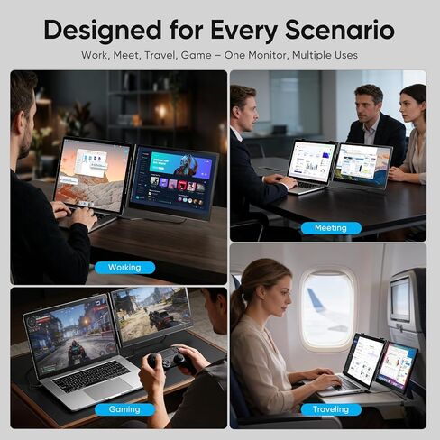 Laptop Screen Extender, 14" FHD 1080P Dual Screen Monitor for Laptops Ultra-Light Portable Monitor with USB-C/HDMI, Plug & Play for Windows/Mac/Chrome/Linux/Android/Switch/PS5 in Saudi Arabia