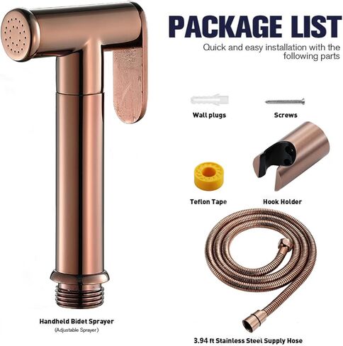 HandheldSprayer Brass Baby Cloth Diaper Sprayer Portable Hand Held ToiletSprayer Head withHose and Bracket, for Feminine Wash, Pet Washing, Easy to Install,Black(Rose Gold) in Saudi Arabia