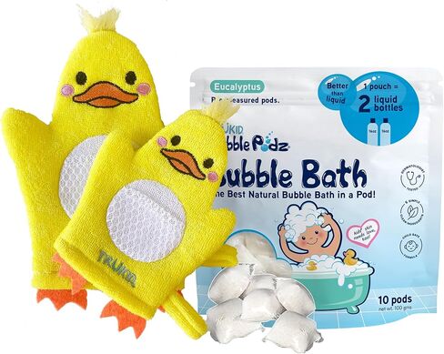 TruKid Eucalyptus Bubble Podz & BubbleGlove Set – Bubble Bath Pods and 2 Wash Gloves for Sensitive Skin in Kuwait