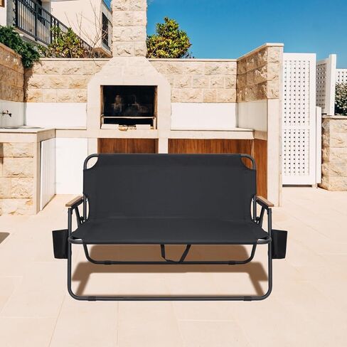 BDL كرسي تخييم مزدوج كبير الحجم Loveseat شديد التحمل لشخصين كرسي تخييم قابل للطي في الحديقة مع مساند للذراعين للسفر في الهواء الطلق وفناء الشاطئ in Kuwait