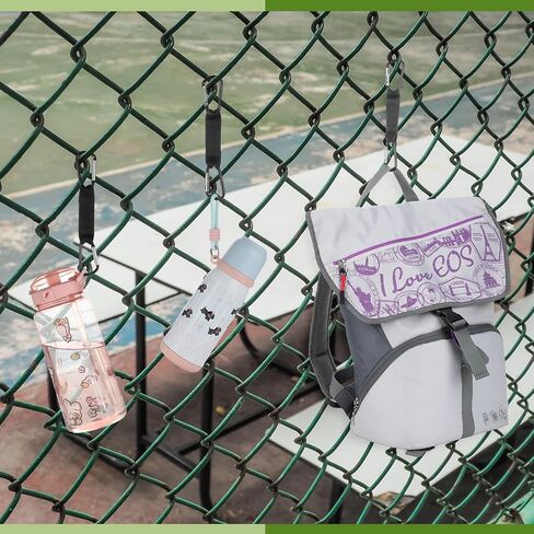 Hiboom 6 Pcs Fence Hooks for Football Bag Nylon Buckles Metal Fence Hooks Multifunctional Hanging Buckles for Softball Tennis Baseball Outdoor Sport Water Cup Backpack(Black) in Saudi Arabia