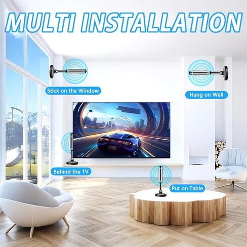 TV Antenna for Local Channels Long Range, Digital Antenna for TV Supports 4K 1080p, Indoor TVs Antennas with 360° Reception, 10ft HDTV Coax Cable in Saudi Arabia