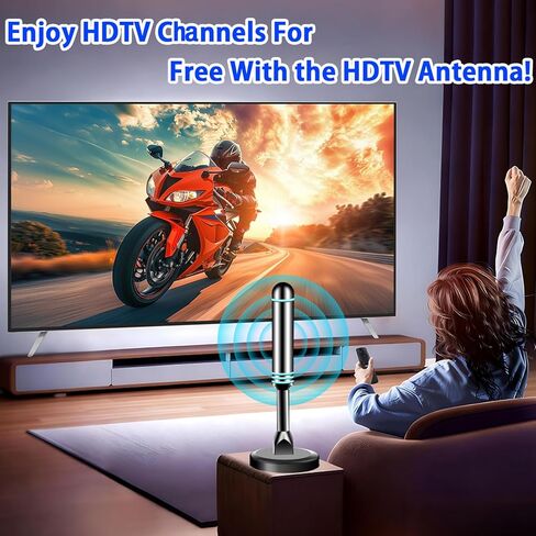 TV Antenna for Local Channels Long Range, Digital Antenna for TV Supports 4K 1080p, Indoor TVs Antennas with 360° Reception, 10ft HDTV Coax Cable in Saudi Arabia