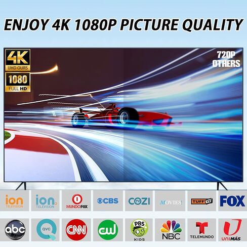 TV Antenna for Local Channels Long Range, Digital Antenna for TV Supports 4K 1080p, Indoor TVs Antennas with 360° Reception, 10ft HDTV Coax Cable in Saudi Arabia