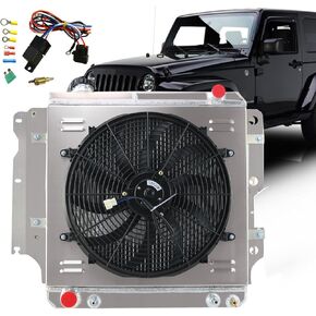 3 صف المبرد كفن مروحة ل جيب رانجلر YJ TJ 2.4-4.2L 1987-2006 مشعاع ألومنيوم مروحة استبدال 3 صفوف مشعات المشجعين in Kuwait
