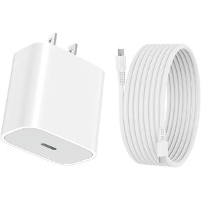 كتلة شاحن حائط USB C بقدرة 25 وات، PD 3.0 شحن سريع مع كابل USB C إلى C بطول 6.5FT/2M، بديل محول طاقة من النوع C بقدرة 25 وات للهاتف 17/Pro/Pro Max/17 Air/ 16/16 Pro/16 Pro Max/15/Plus/Pro (3 قطع) in Kuwait