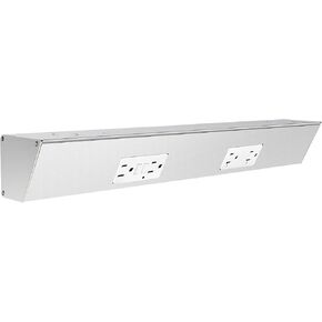 18" Angled Under Cabinet Outlet Strip Hardwired, 2 x 15 Amp Duplex Outlets, GFCI Under Cabinet Outlets, Solid Aluminum Structure and Quality Finish, Pre-Wired for Easy Installation, 2-Year Warranty in Kuwait