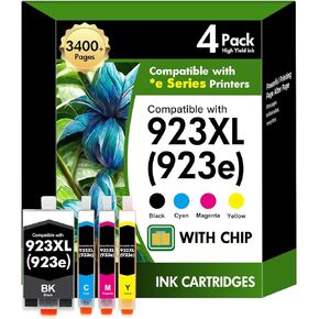 923 923e 923XL 8130e Ink Cartridges Combo Pack with Chip: Replacement for HP 923 923e Ink Cartridges for HP Printer OfficeJet Pro 8130e 8135e 8139e 8125e 8138e 8122e 8120 8124e 8130(4 Pack B/C/M/Y) in Kuwait