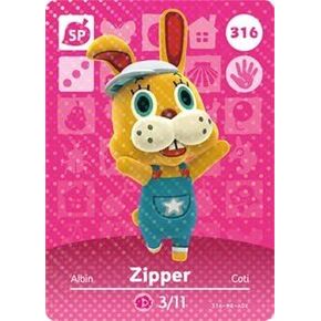 Zipper - Nintendo Animal Crossing Happy Home Designer Series 4 Amiibo Card - 316 in Kuwait