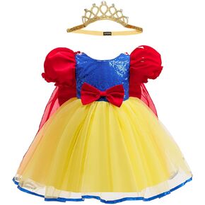 Baby Girl Princess Inspired Dress Blue Sequin Bodice Red Bow Yellow Tulle Skirt Birthday Christmas Party Wear in Saudi Arabia