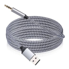محول مقبس صوت USB بطول 5 أقدام إلى 3.5 مم، وكابل USB إلى 3.5 مم للصوت، وسلك صوت ستيريو، ومحول AUX مجدول من النايلون لسماعات الرأس، ومكبر الصوت، والكمبيوتر الشخصي، والكمبيوتر المحمول، غير قابل للتطبيق للشحن والتسجيل in Saudi Arabia
