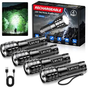 LETMY 4 Pack Rechargeable Flashlights 3 Modes Zoomable LED Flashlights in Kuwait