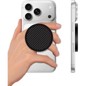 حامل SnapPuck Grip، متوافق مع MagSafe، حامل هاتف قابل للطي فائق النحافة، مسند، قفل مغناطيسي (نمط ألياف الكربون) in Kuwait