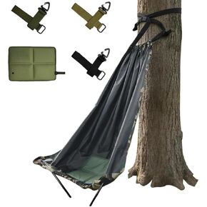 مقعد شجرة صيد منخفض الوزن للغاية - كرسي أرجوحة أرضي محمول للغزلان والديك الرومي - مقعد ستائر صامتة بسعة 330 رطلًا - يتضمن قطبين من الألومنيوم وحقيبة حمل مموهة (2 رطل) in Kuwait