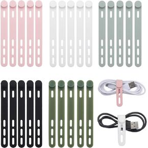 25 Pcs Silicone Cable Ties, Reusable Cord Organizers, Umbrellas Wraps & Cable Ties for Wires and Charging Cords Management – Home, Office, Kitchen, Travel Accessories in Saudi Arabia