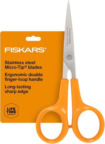 Fiskars Micro Trip Scissors, SoftGrip Precision Cutting Shears, Non-Stick Stainless Steel Blades, 5 inches in Kuwait
