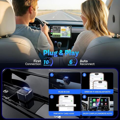 2026 Next-Gen Flagship Ottocast Mini Core, 2-in-1 Wireless CarPlay & Android Auto Adapter, One-Touch Device Switching, Plug & Play, WiFi 6 & Bluetooth 5.4, Auto Connect for iPhone & Android in Kuwait