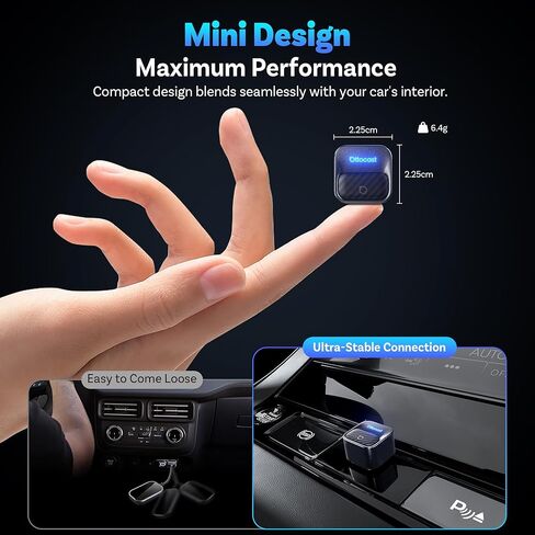 2026 Next-Gen Flagship Ottocast Mini Core, 2-in-1 Wireless CarPlay & Android Auto Adapter, One-Touch Device Switching, Plug & Play, WiFi 6 & Bluetooth 5.4, Auto Connect for iPhone & Android in Kuwait