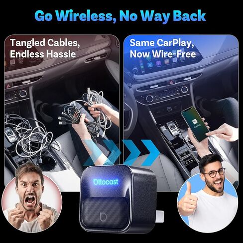 2026 Next-Gen Flagship Ottocast Mini Core, 2-in-1 Wireless CarPlay & Android Auto Adapter, One-Touch Device Switching, Plug & Play, WiFi 6 & Bluetooth 5.4, Auto Connect for iPhone & Android in Kuwait
