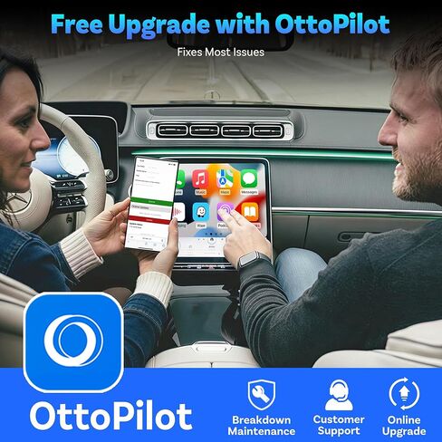 2026 Next-Gen Flagship Ottocast Mini Core, 2-in-1 Wireless CarPlay & Android Auto Adapter, One-Touch Device Switching, Plug & Play, WiFi 6 & Bluetooth 5.4, Auto Connect for iPhone & Android in Kuwait