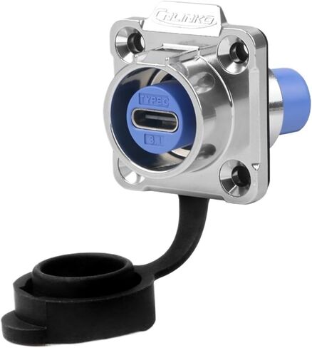 LP16 Waterproof Type-C USB 3.1 5A Female Socket Jacks Panel Mount USB C Connector for Fast Charging Data Transfer 10Gbps(Round Socket) in Saudi Arabia