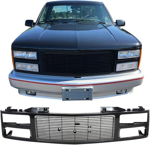 Perfit Liner Front Grille Grill Chrome with Dual Headlight Holes Compatible with 1988-1993 GMC C/K 1500 2500 3500 Sierra Suburban Yukon Fits GM1200229 15615109 in Saudi Arabia