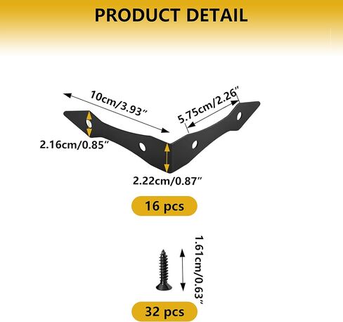 8 قطع واقيات زوايا معدنية سوداء، 3.9 × 3.9 × 0.8 دعامة L مزخرفة شديدة التحمل، واقيات حافة عتيقة لأثاث المزرعة، وأبواب الحظيرة، والخزائن، والإطارات الخشبية والطاولات مع براغي in Kuwait