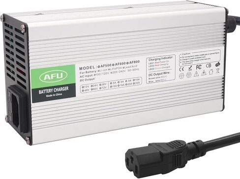 AFU 71.4V 10A Charger 60V Li-ion Battery Charger Silver Aluminum Case DC Output C13 N+L- Connector Used for 17S 60V Lithium Battery in Saudi Arabia