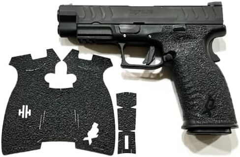 شريط قبضة مسدس Handleitgrips متوافق مع Springfield XDM Elite بالحجم الكامل 10 مم / 45 ACP - شريط قبضة مسدس مطاطي أسود، سهل التركيب، ملحقات البندقية، مملوكة للمحاربين القدامى، صنع في الولايات المتحدة الأمريكية in Kuwait