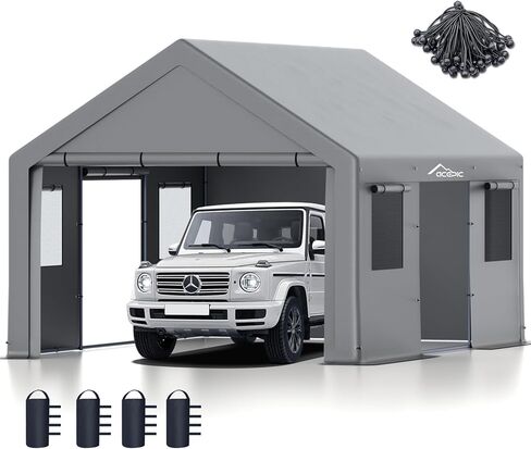 Upgraded 13x20 Heavy Duty Carport，Features Roll-up Windows & Doors, Portable Garage with UV Resistant Waterproof All-Season Tarp for Car, Truck, Boat in Saudi Arabia