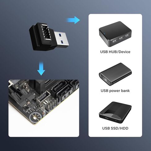 رأس اللوحة الأمامية USB 5 جيجابت في الثانية، 90 درجة USB 3.0 ذكر إلى محول أنثى E لمحول اللوحة الأم الداخلي 1 حزمة in Kuwait