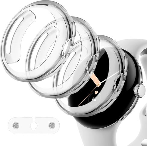 8 Pack Watch Screen Protector for Google Pixel Watch 4 45mm (2025), Charge with Case On — Matching Accessory Required, Soft TPU Case High Sensitivity Full Protective Cover Bumper in Saudi Arabia