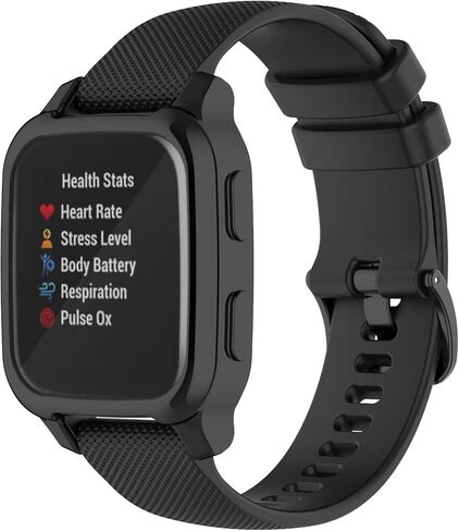 واقي شاشة متوافق مع حافظة الساعة الذكية Garmin Venu Sq 2، حماية كاملة من مادة TPU الناعمة (أسود + أسود) in Kuwait