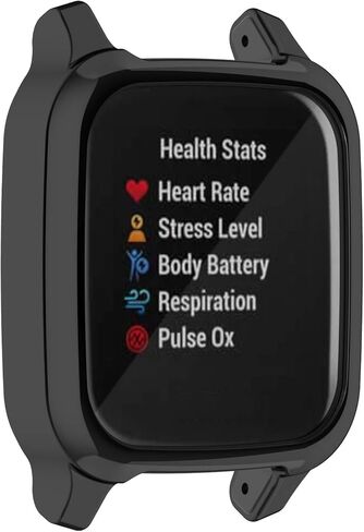 واقي شاشة متوافق مع حافظة الساعة الذكية Garmin Venu Sq 2، حماية كاملة من مادة TPU الناعمة (أسود + أسود) in Kuwait