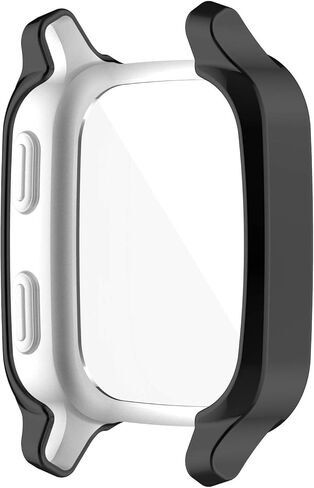 واقي شاشة متوافق مع حافظة الساعة الذكية Garmin Venu Sq 2، حماية كاملة من مادة TPU الناعمة (أسود + أسود) in Kuwait