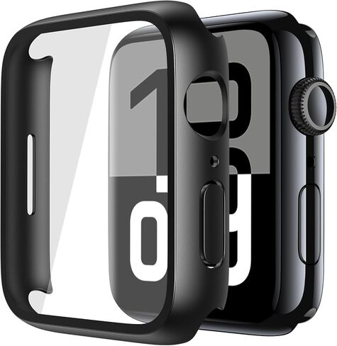 عبوتان من حافظة سوداء من الزجاج المقوى لساعة Apple Series 11 (2025) Series 10 مقاس 46 ملم، غطاء حماية رفيع للغاية مقاوم للخدش مع واقي شاشة لساعة iWatch in Kuwait