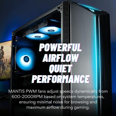 Mantis V2 - RTX 5090، 24-Core Ultra 9 285K، ذاكرة الوصول العشوائي DDR5 سعة 128 جيجابايت، 4 تيرابايت Gen5 9100 Pro SSD، 6 تيرابايت HDD، كمبيوتر مكتبي للألعاب LiquidCooled مع Windows 11 Pro، ضمان 3 سنوات، لوحة مفاتيح RGB + ماوس، Wi-Fi 6E، 3X DP & HDMI in Kuwait