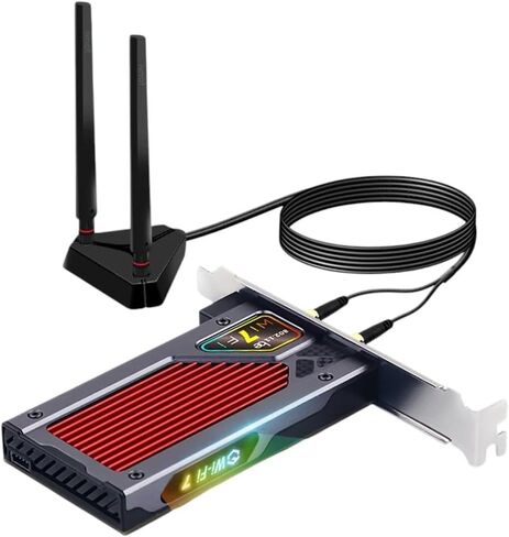 VViFi 7 Wirreless Pcie Adaptier BIIuetuoth 5.4 802.11be RGB Light BE200 بطاقة الشبكة Tri Band 6G 5G 2.4G Win 10 11 للكمبيوتر الشخصي الجديد 2026 عالي لمكونات إلكترونية موثوقة in Saudi Arabia