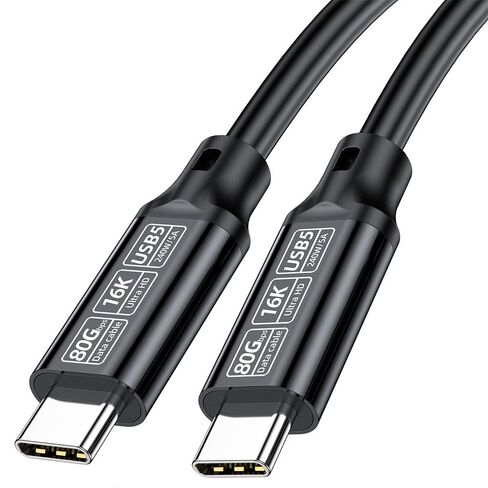 كابل USB C Thunderbolt قصير (20 سم/7.87 بوصة)، كابل USB C إلى النوع C بسرعة 80 جيجابت في الثانية يدعم شاشة 16K/Dual 8K HD، شحن سريع 240 وات لـ Thunderbolt 4/3، MacBook Pro، iPhone 16، الكمبيوتر المحمول. in Kuwait